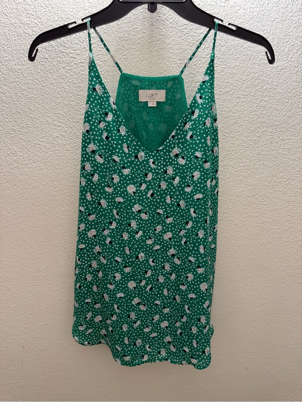 LOFT Green Daisy-Print Spaghetti-Strap Cami